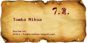 Tomka Miksa névjegykártya
